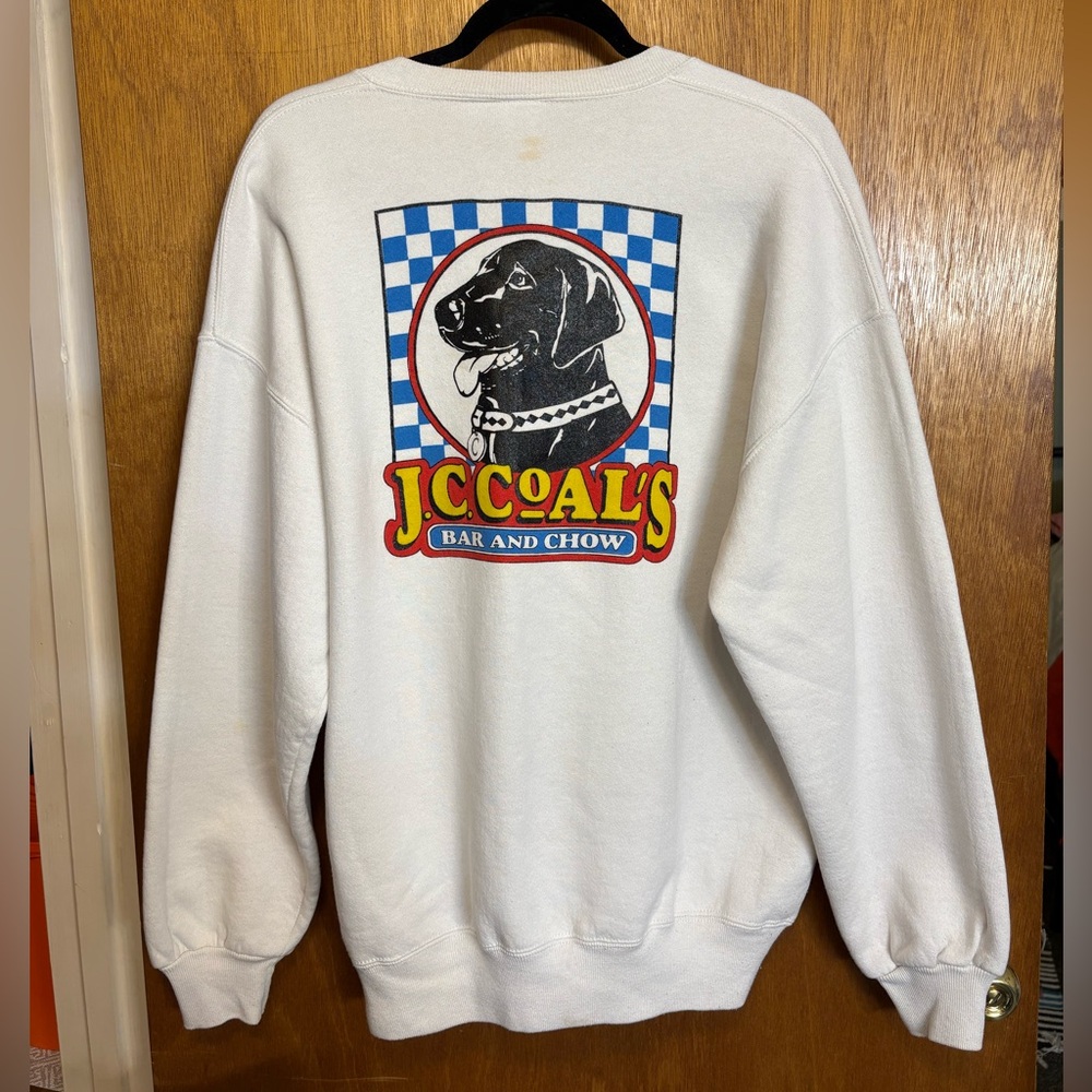 Jccoal's Bar and Chow Graphic Crewneck Sweatshirt - White